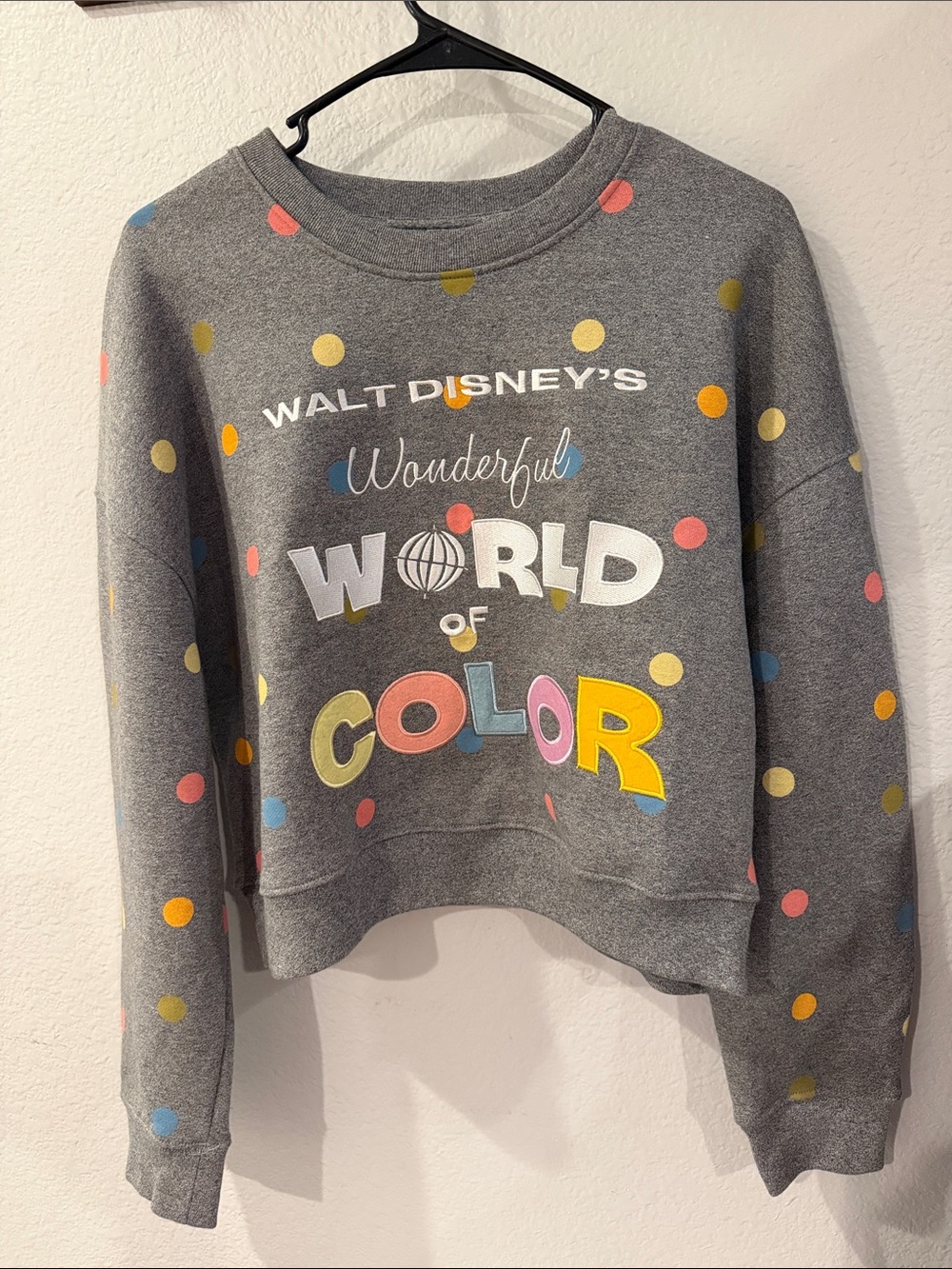 Disney 100th anniversary Gray Crewneck Sweatshirt with Multicolor Polka Dots
